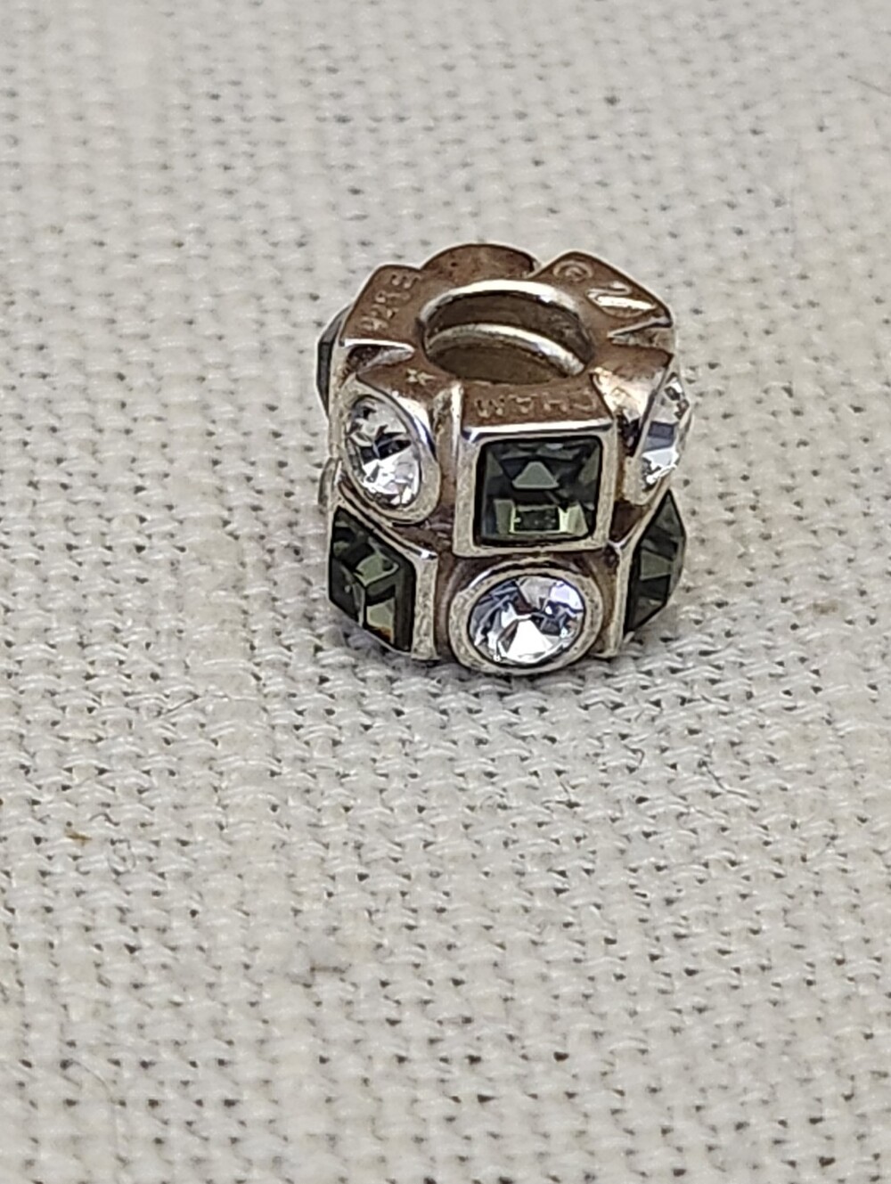 Chamilia X Swarovski Sterling Silver Cubed Bead with Black and Clear Crystals - Picture 5 of 7